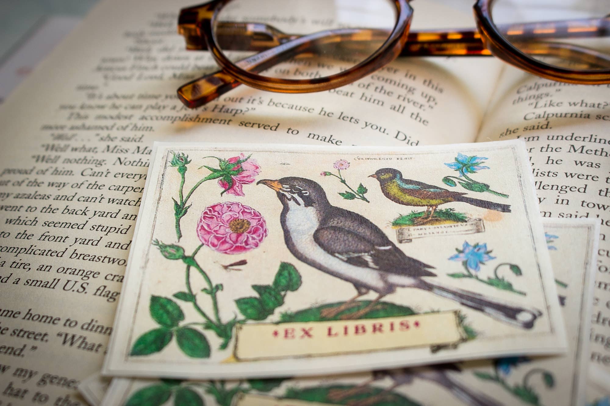 Bird And Flowers Bookplates