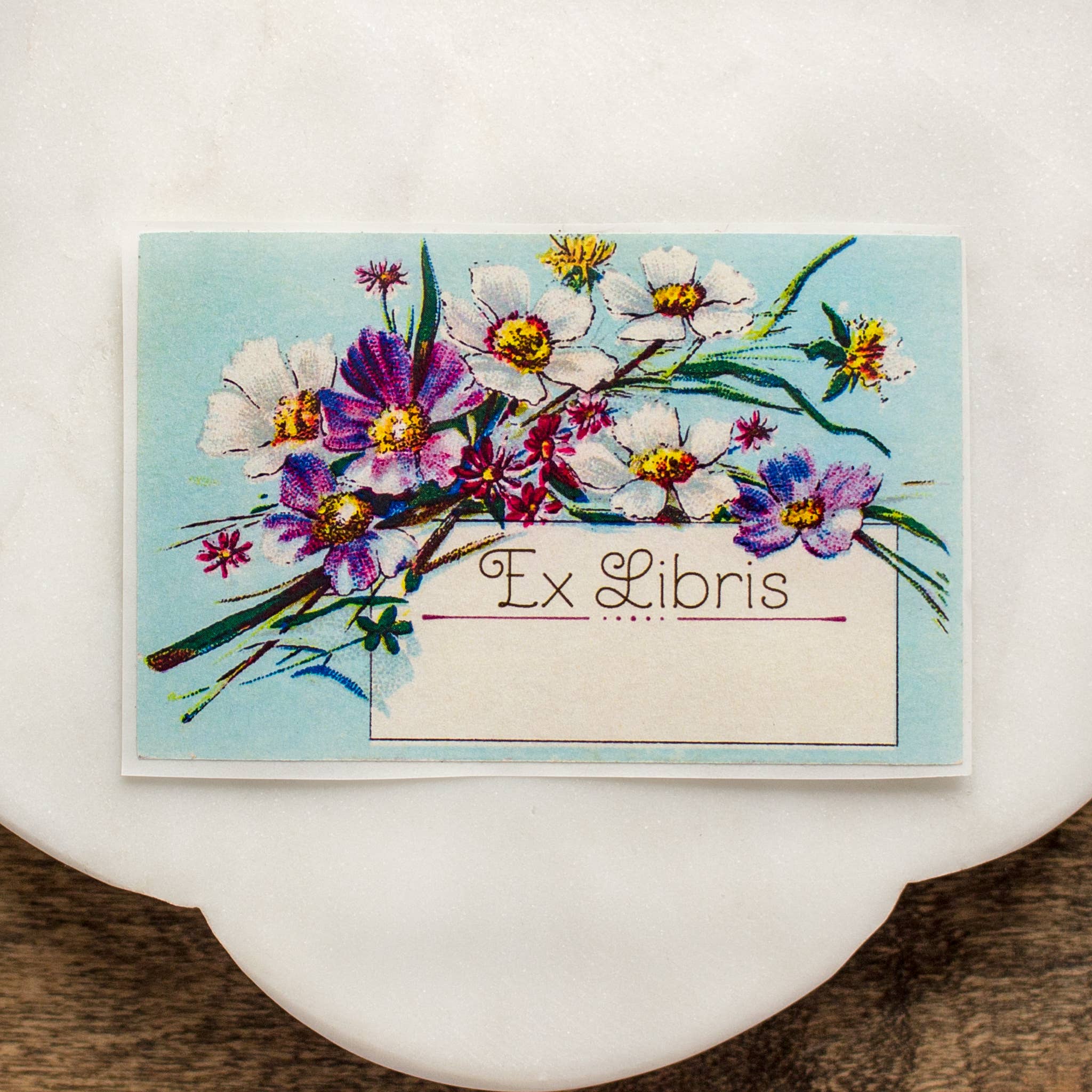 Blue Daisy Bookplate Stickers