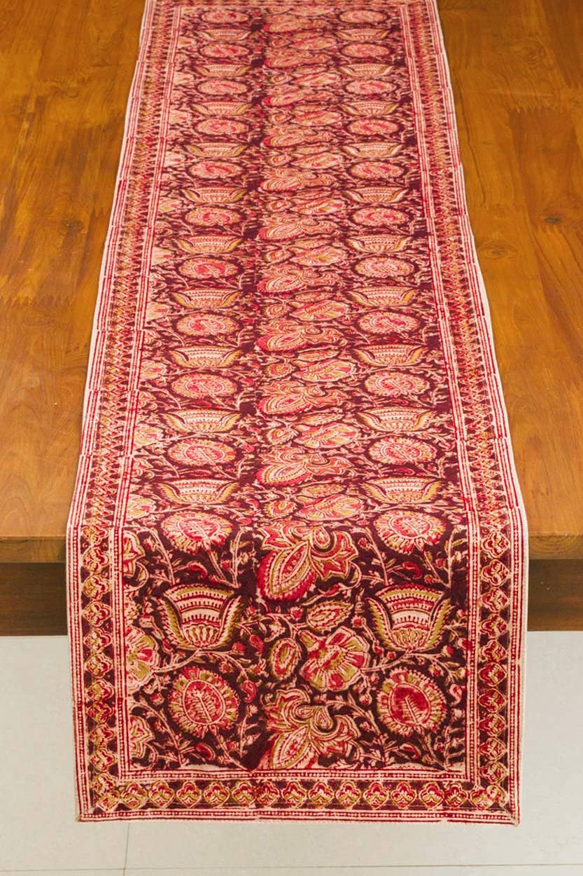 Terracotta Kalamkari Table Runner