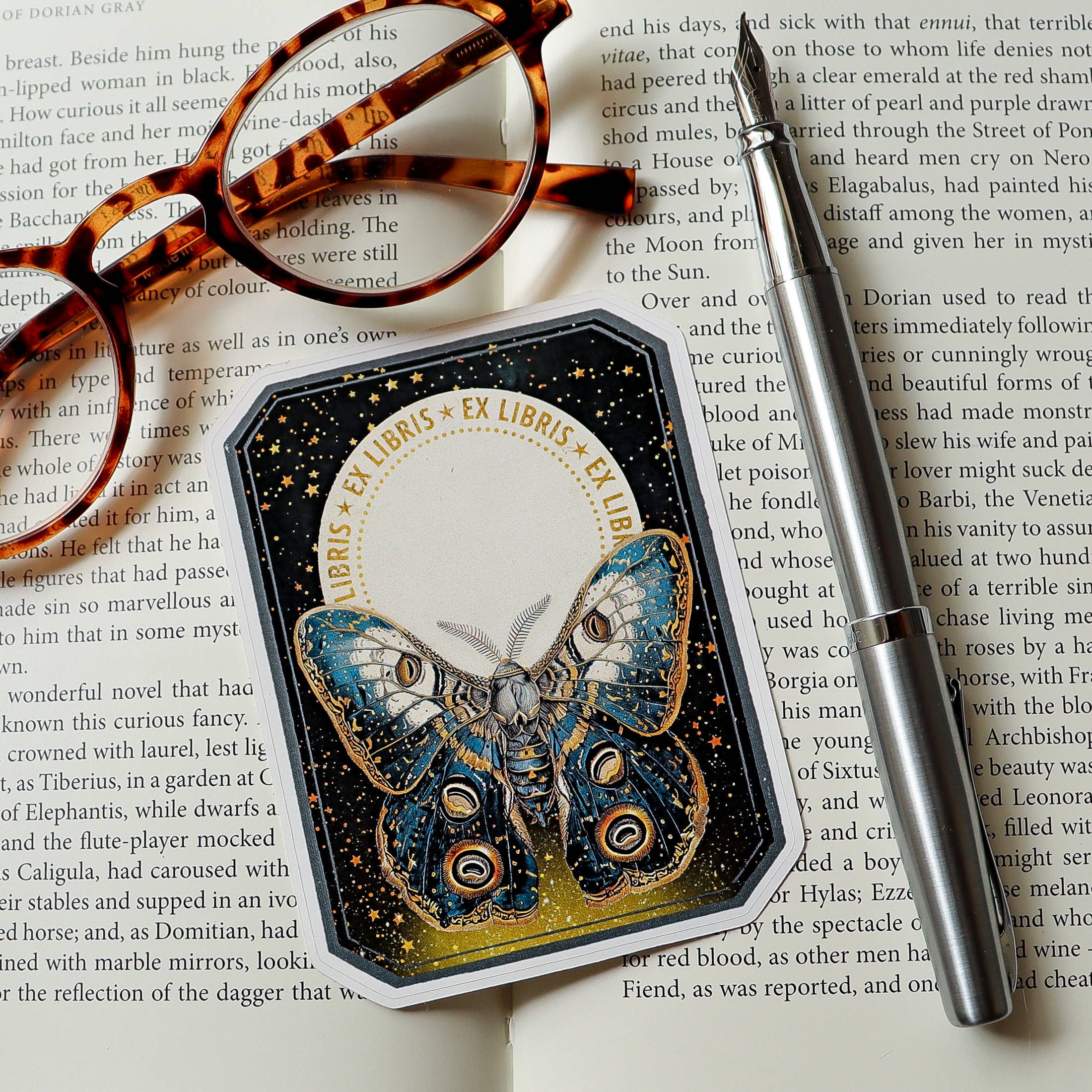 Lunar Moth Bookplate Stickers