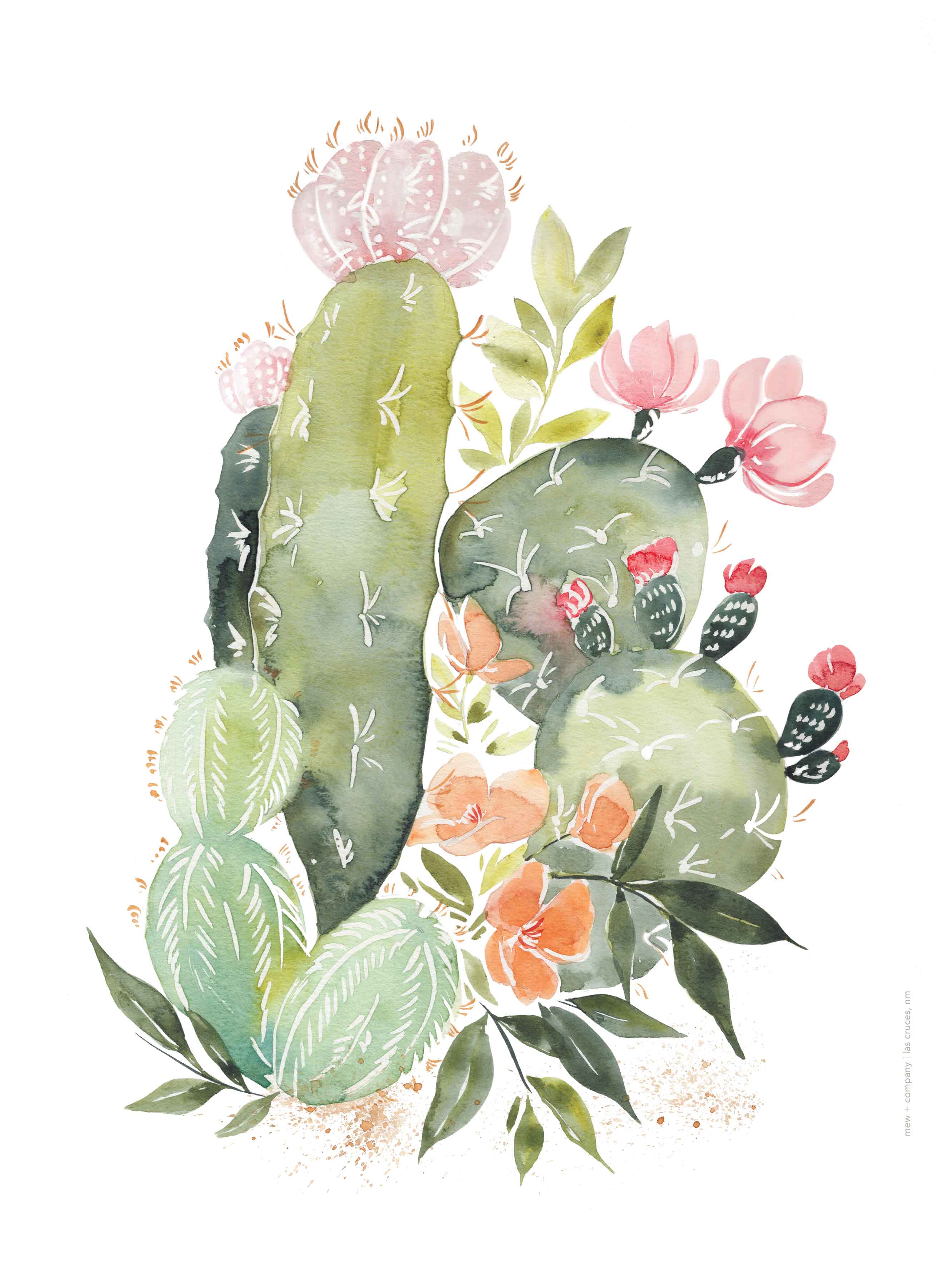 cactus and succulent painting Art Print