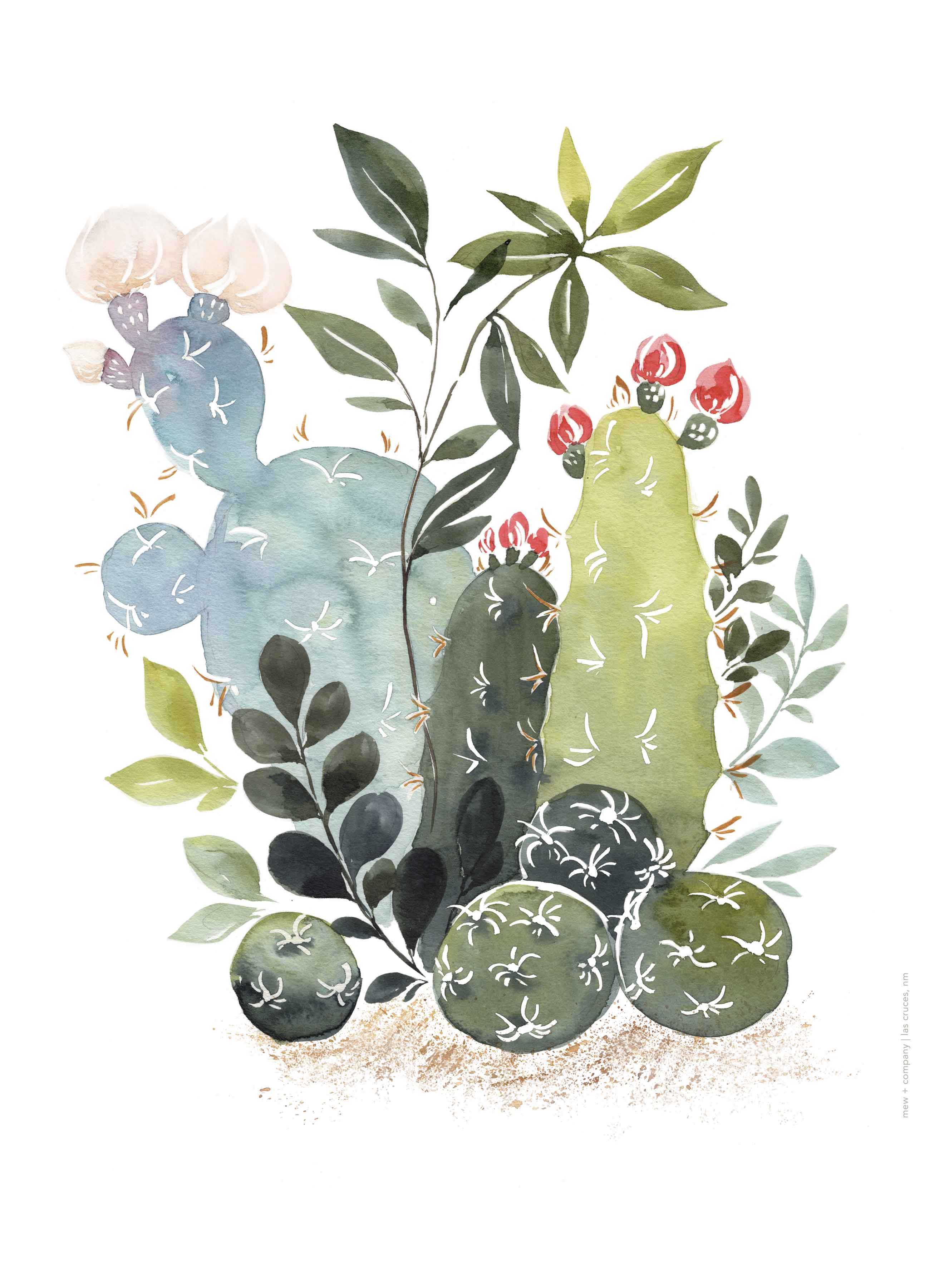 cactus and succulent painting Art Print