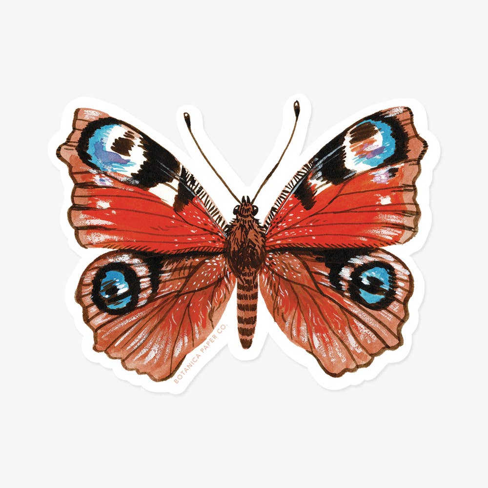 Peacock Butterfly | Clear Vinyl Sticker