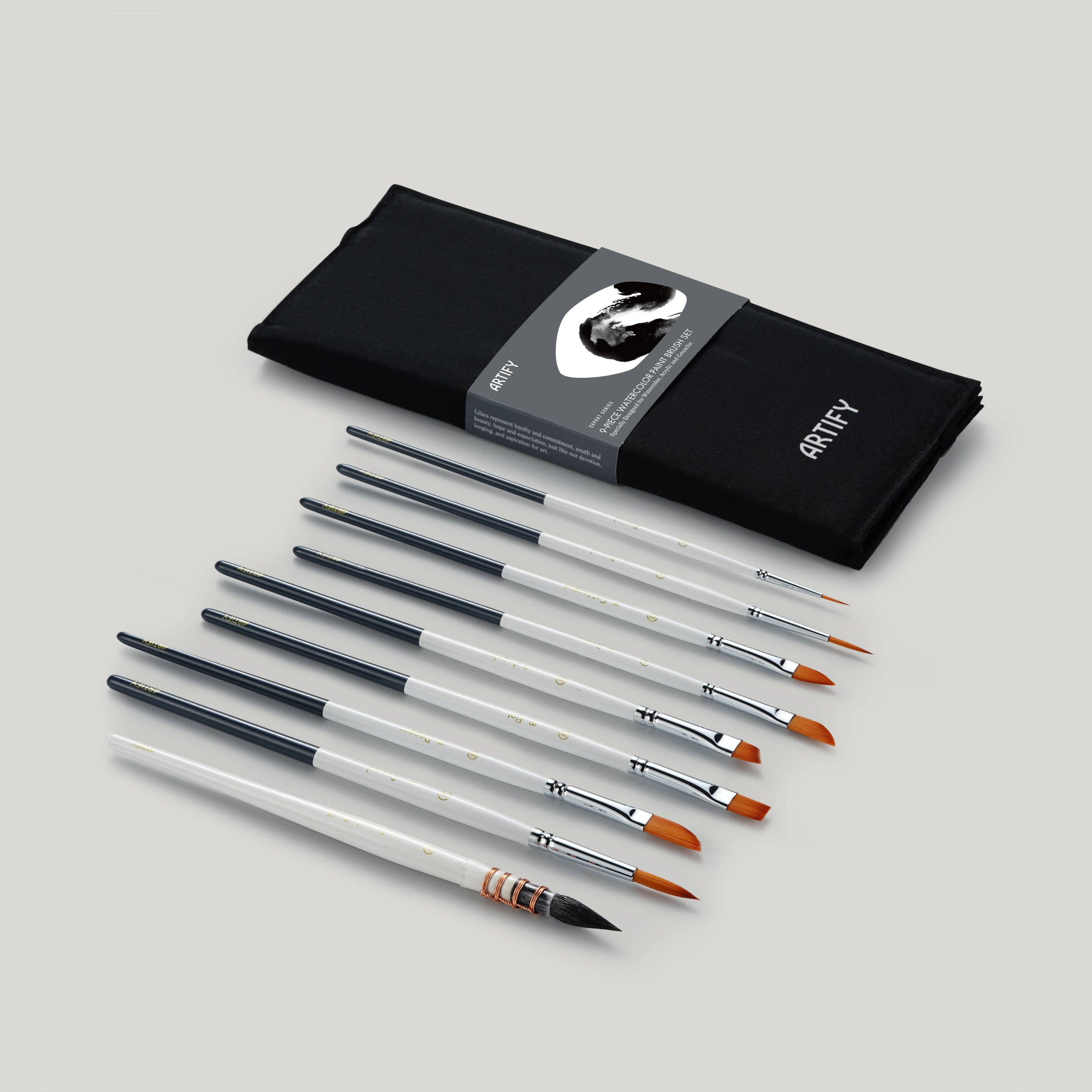 Travel Watercolor Brushes | Set of 9