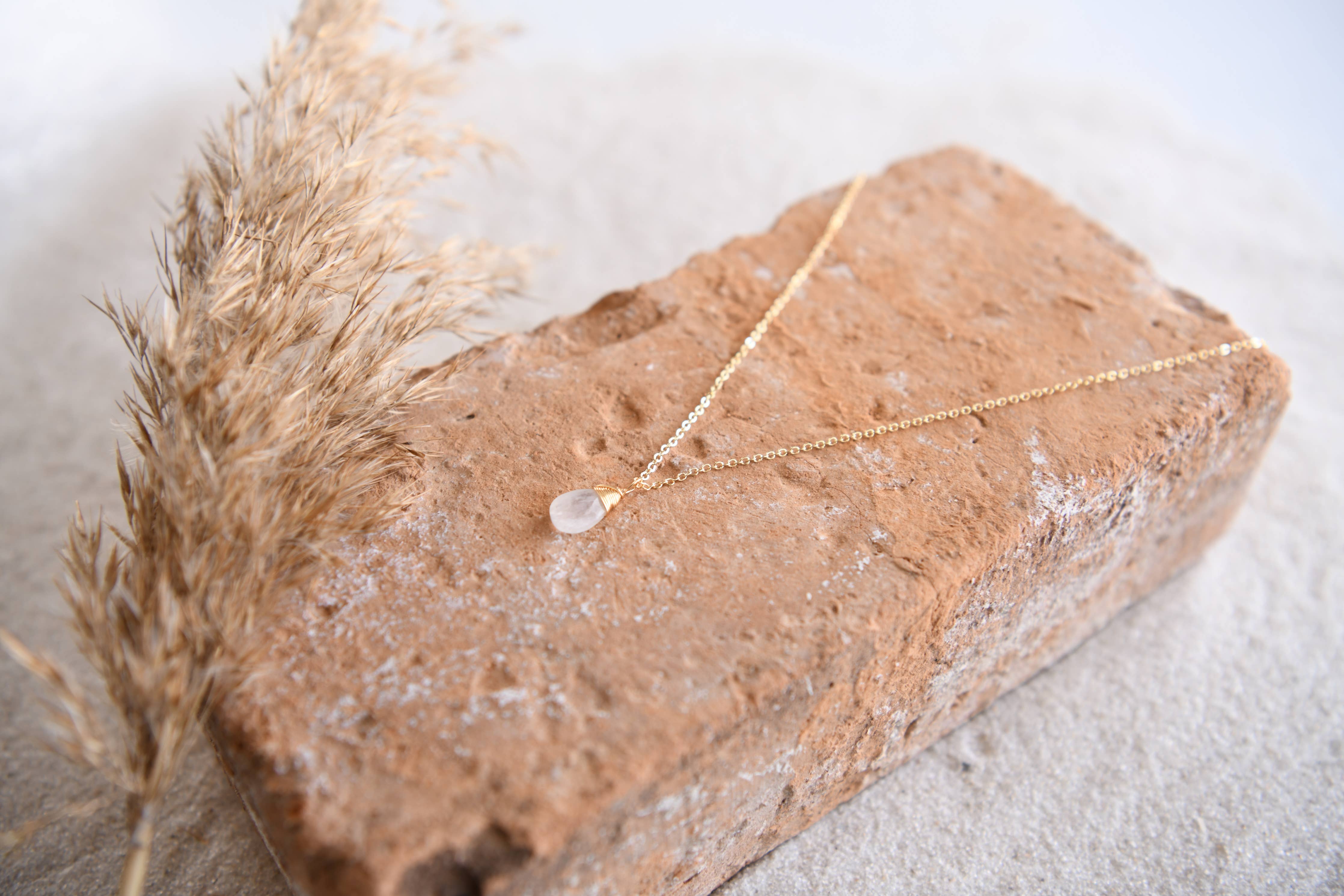 Gemstone Teardrop Pendant Necklace