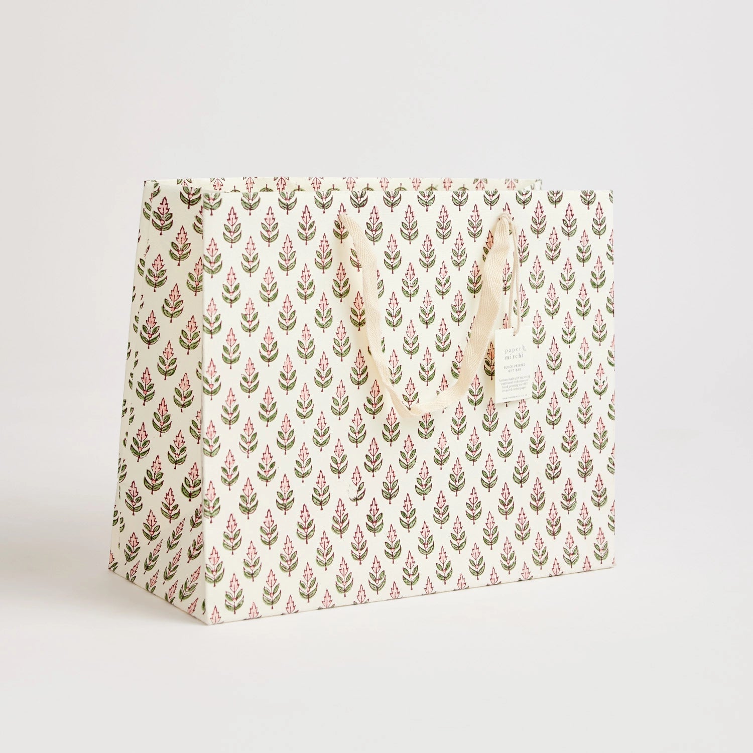 Hand Block Printed Gift Bags (Large) - Blush