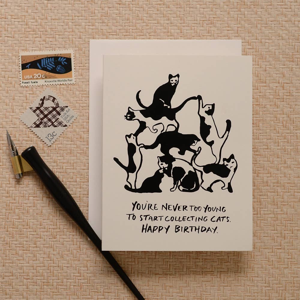 Cat Tower Birthday Greeting Card