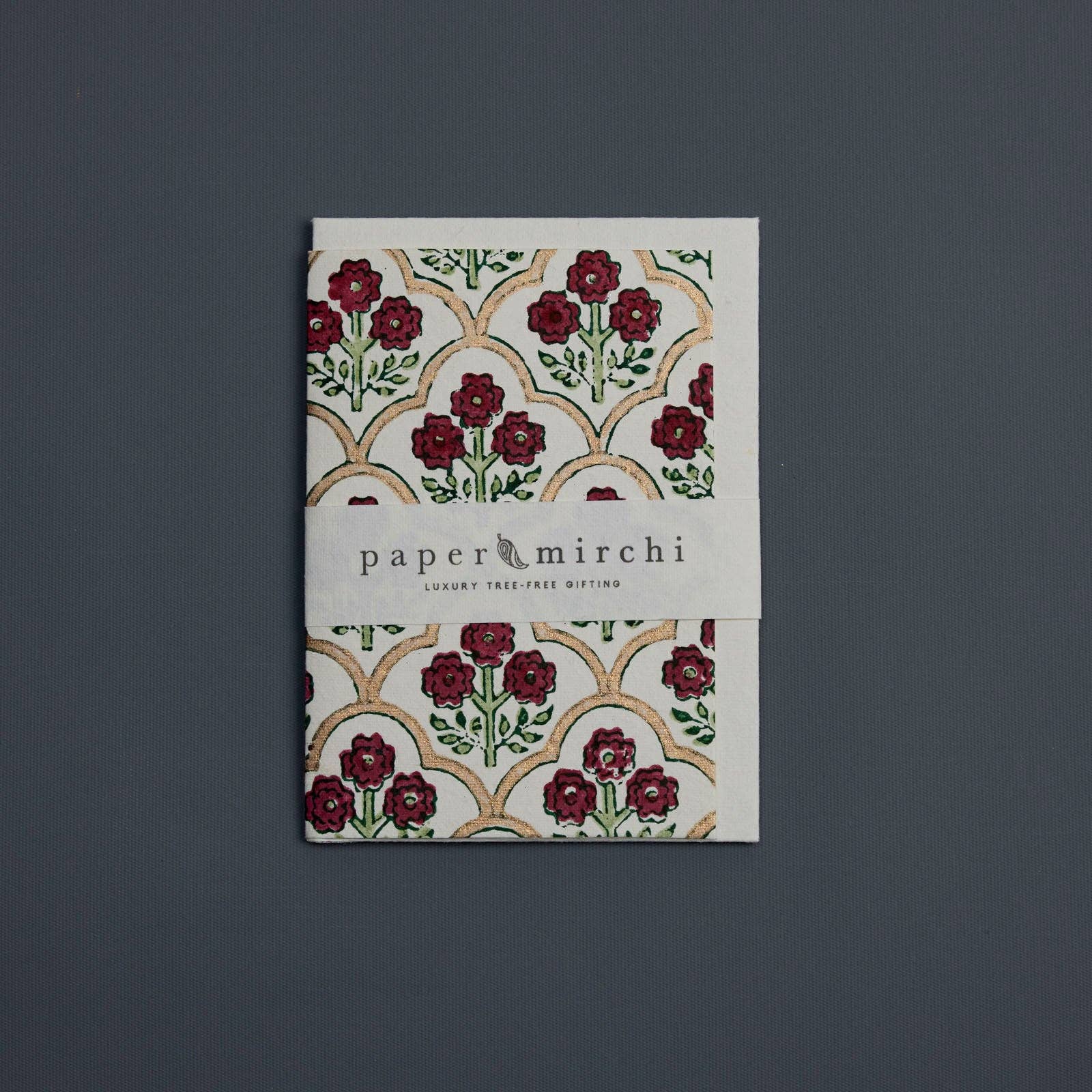 Hand Block Printed Greeting Card - Trellis Cherry