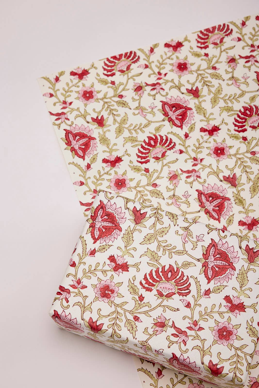 Hand Block Printed Gift Wrap Sheets | Flora Festive Mix