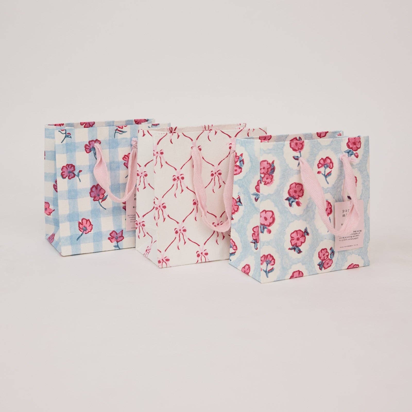Block Printed Gift Bags (Small) - Pink Sorbet