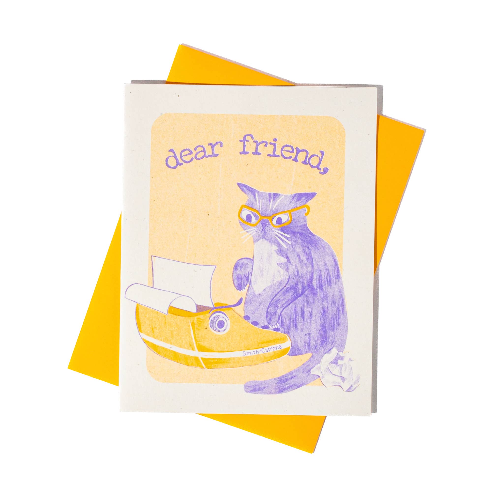 Dear Friend Typewriter Cat | Risograph Greeting Card