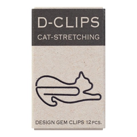 Midori D-Clips Paper Clips Stretching Cat