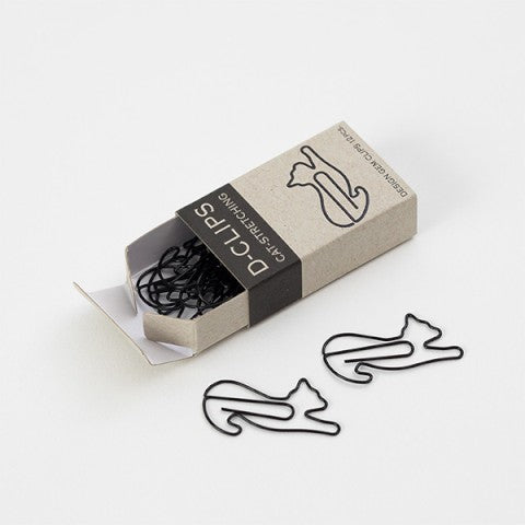 Midori D-Clips Paper Clips Stretching Cat