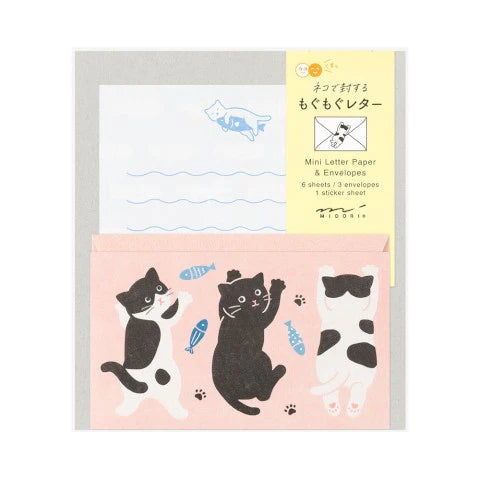 Hungry Cat with Stickers | Mini Letter Set
