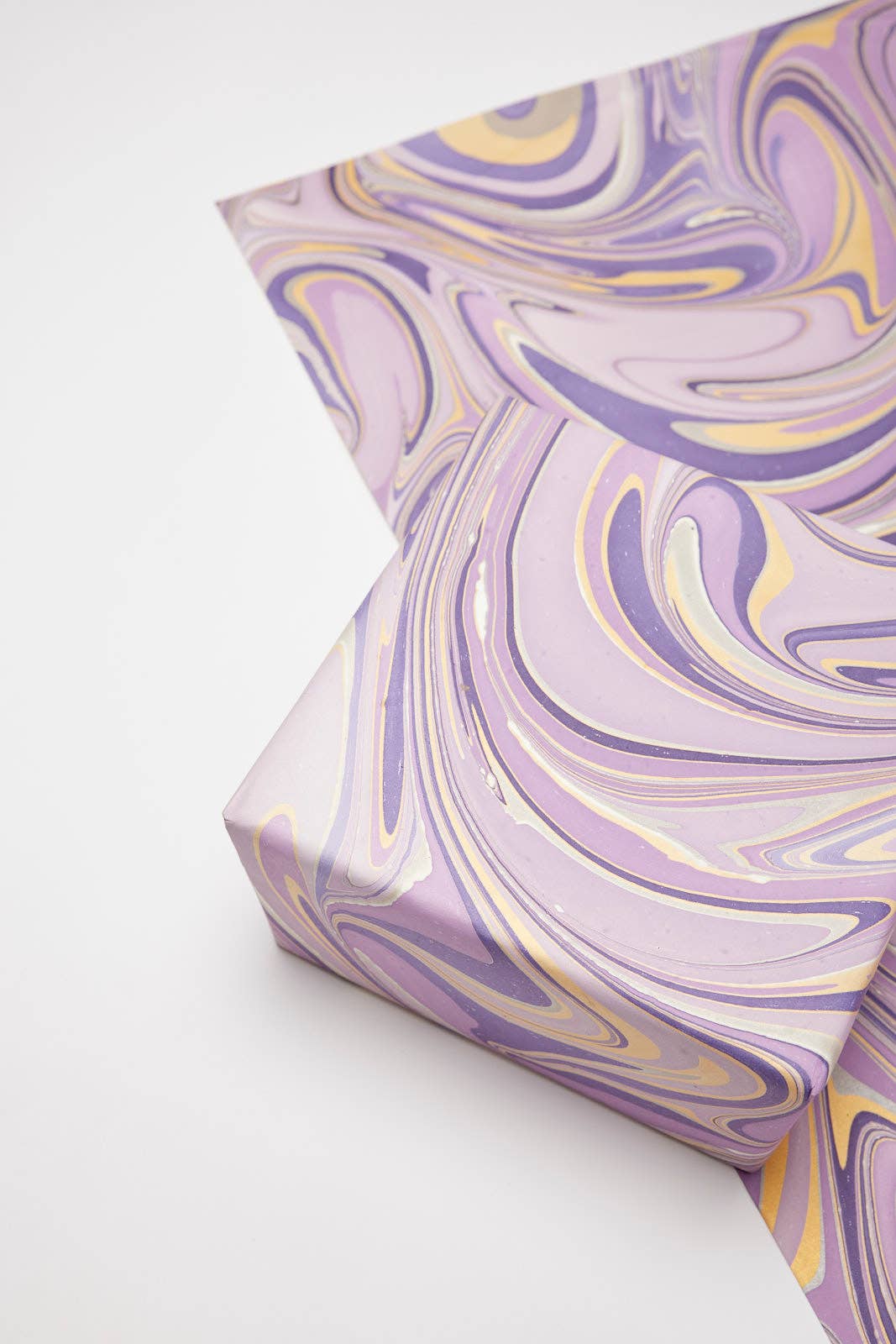 Hand Marbled Wrapping Paper Sheets | Waves Imperial Purple