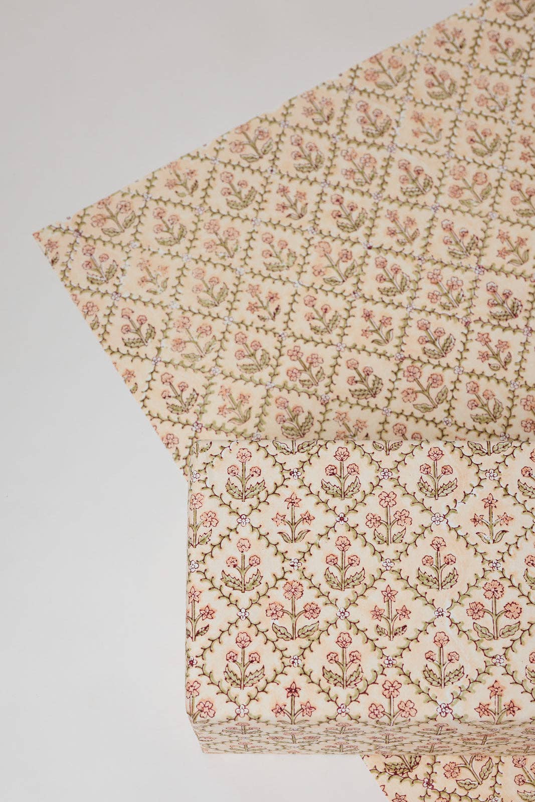 Block Printed Wrapping Paper | Floral Lattice | Terracotta