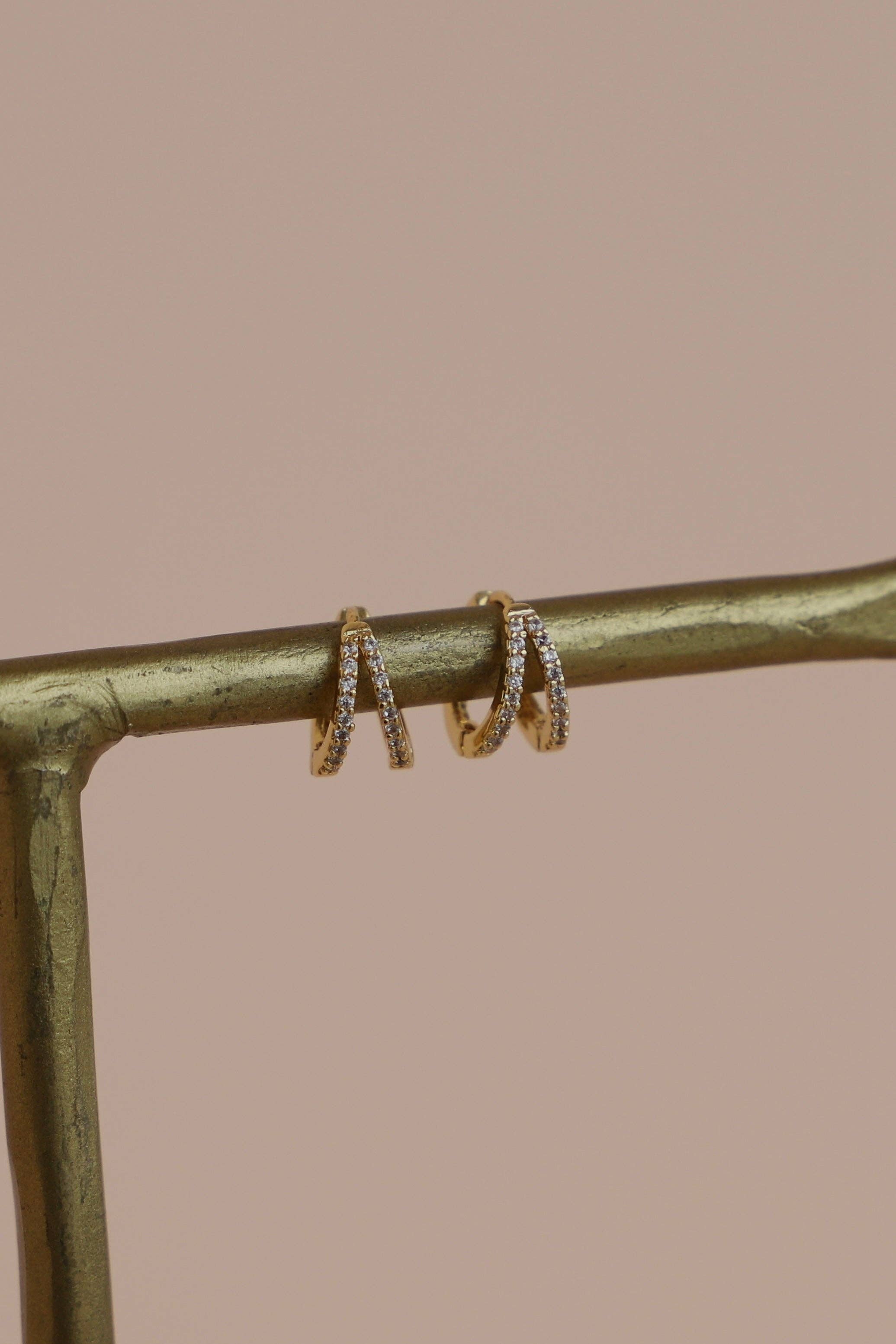 Double CZ Huggie Hoops