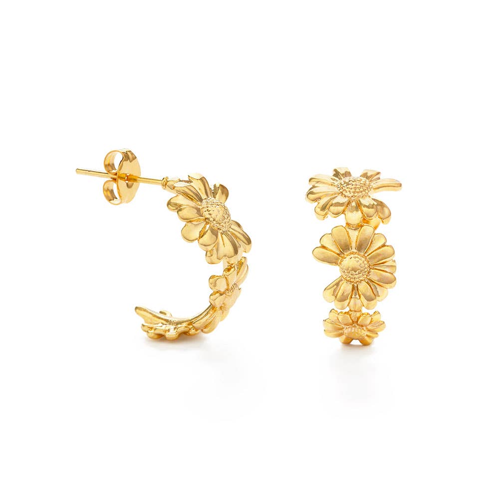 Daisy Flower Hoop Earrings