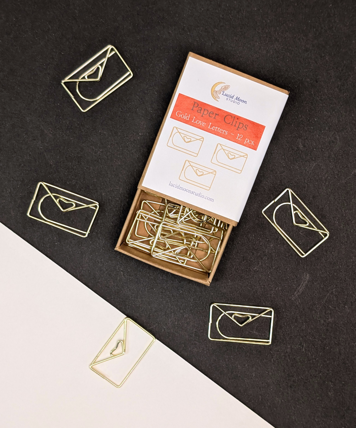 Gold Love Letters Boxed Paper Clips | Set of 12