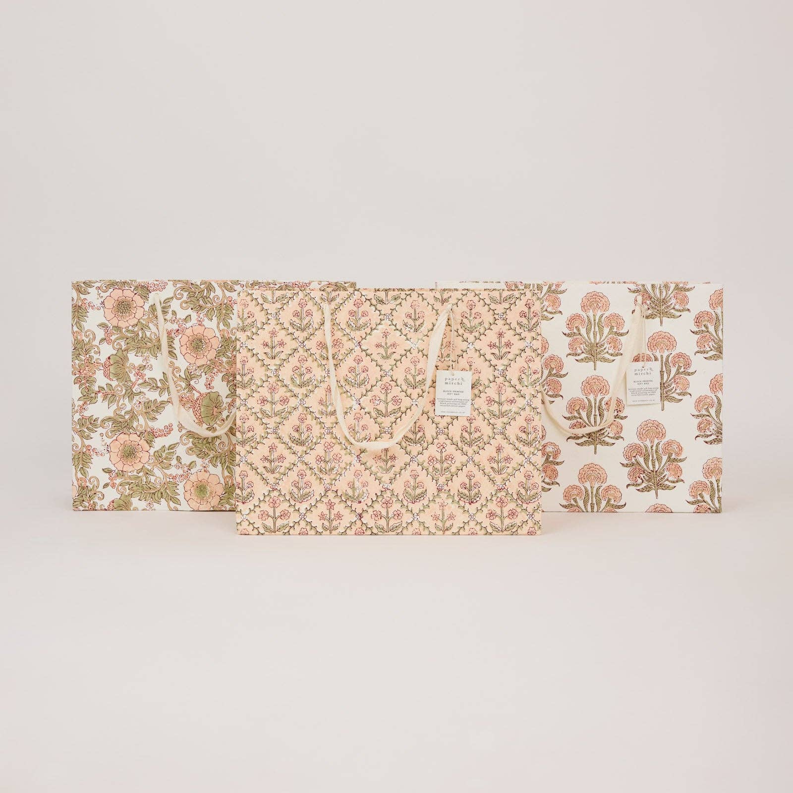 Block Printed Gift Bags (Large) - Terracotta