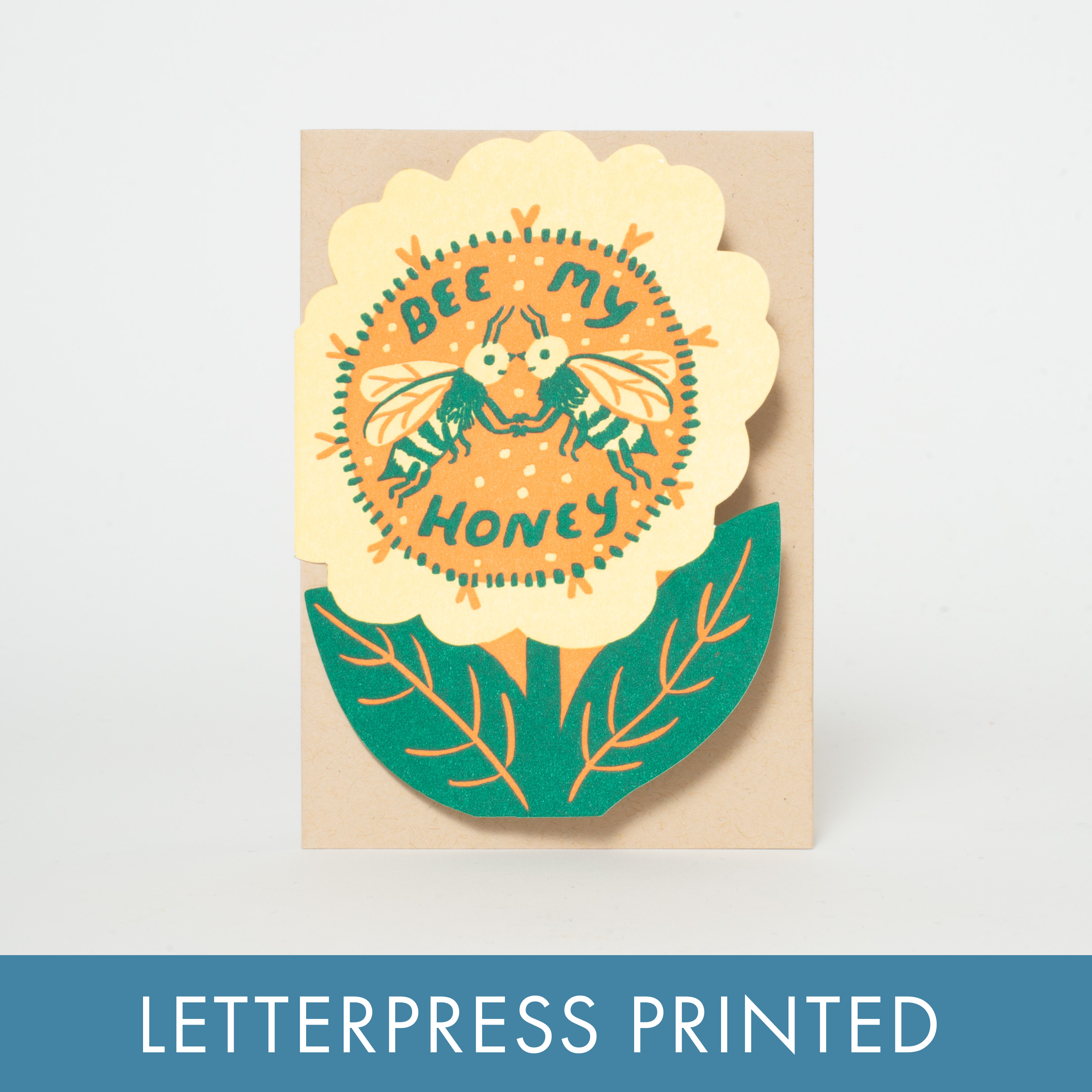 Bee My Honey Letterpress Greeting Love Card