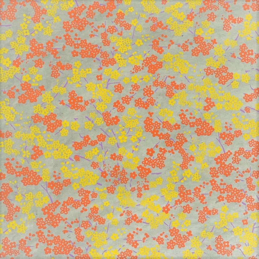 Forever Floral | Yellow & Orange on Mint | Wrapping Paper