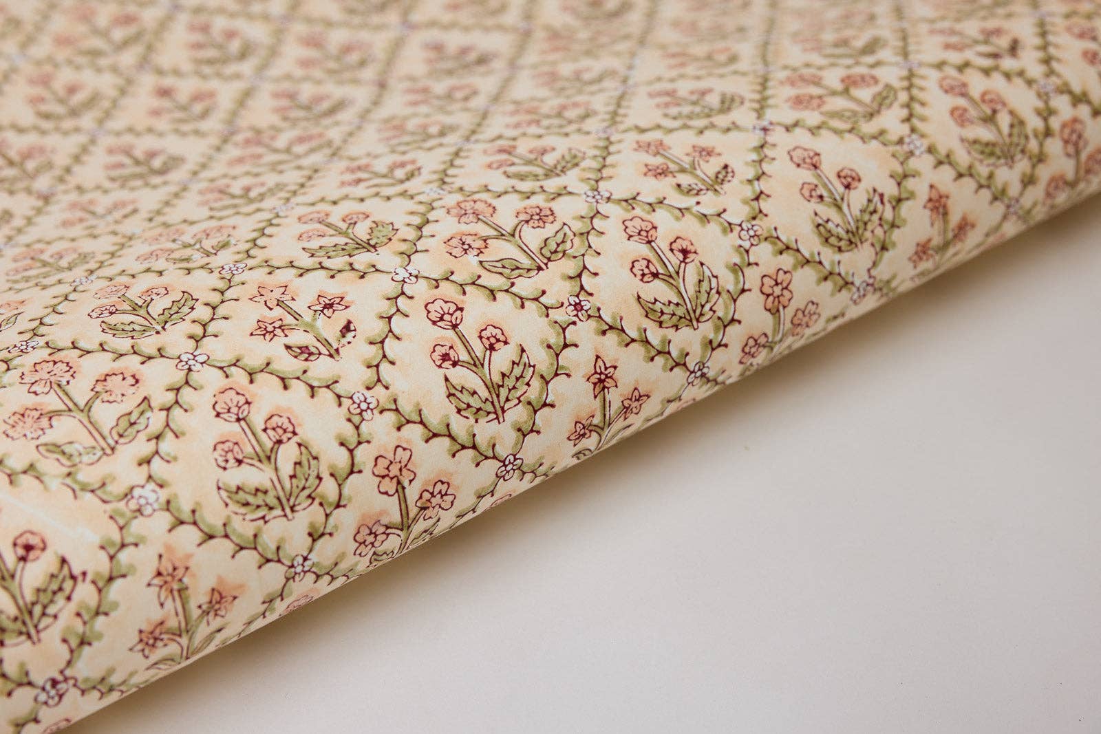 Block Printed Wrapping Paper | Floral Lattice | Terracotta