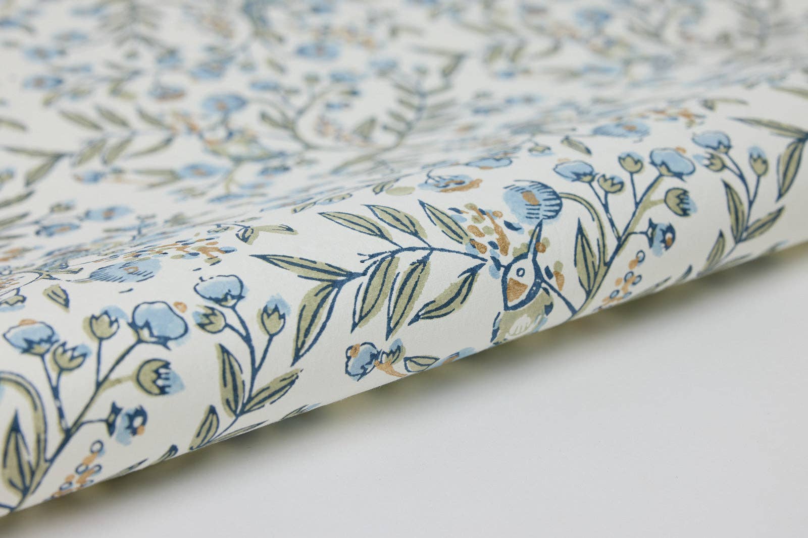 Block Printed Wrapping Paper | Song Birds | Blue Stone