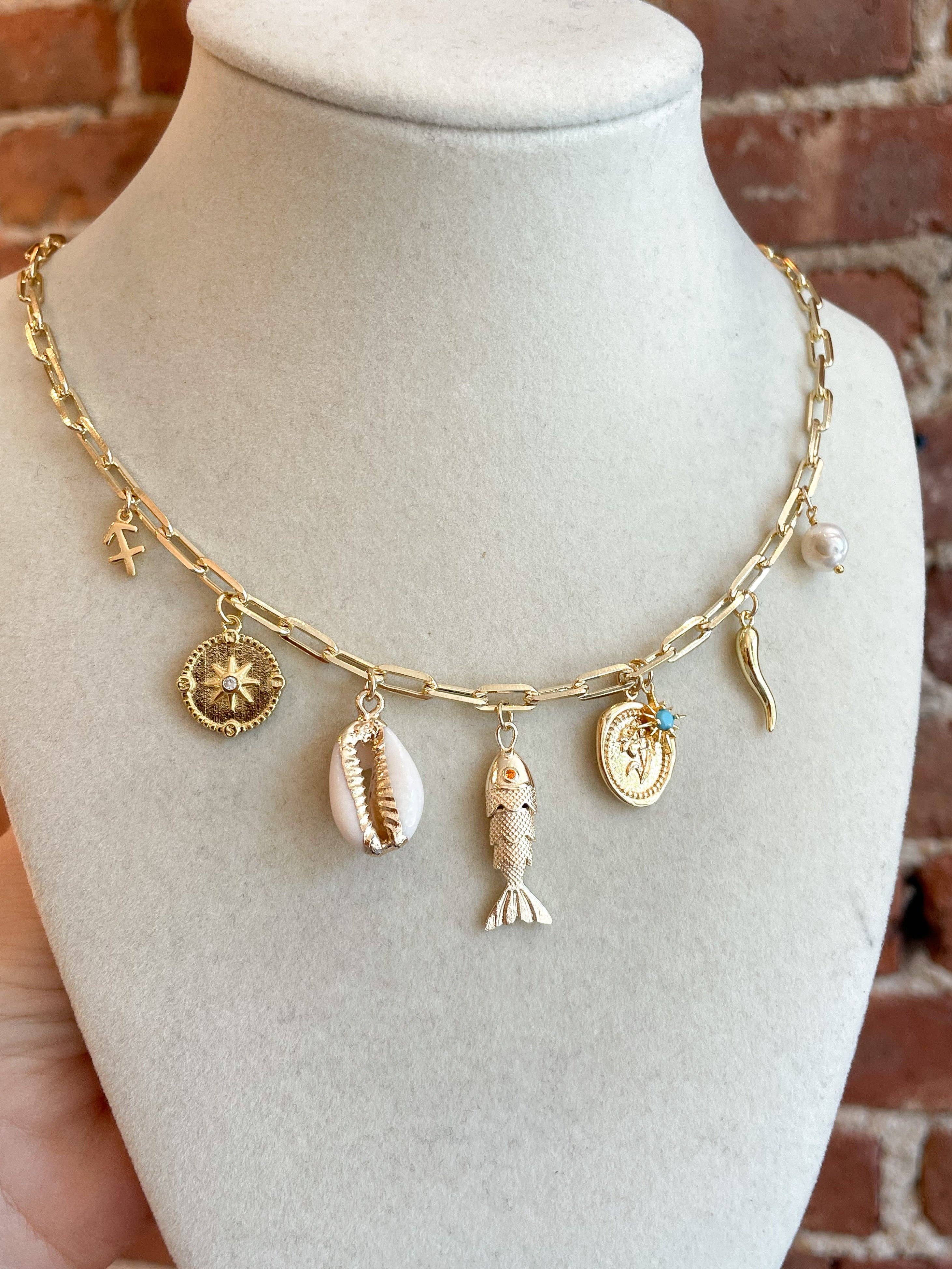 Gold Star Compass Coin Charm