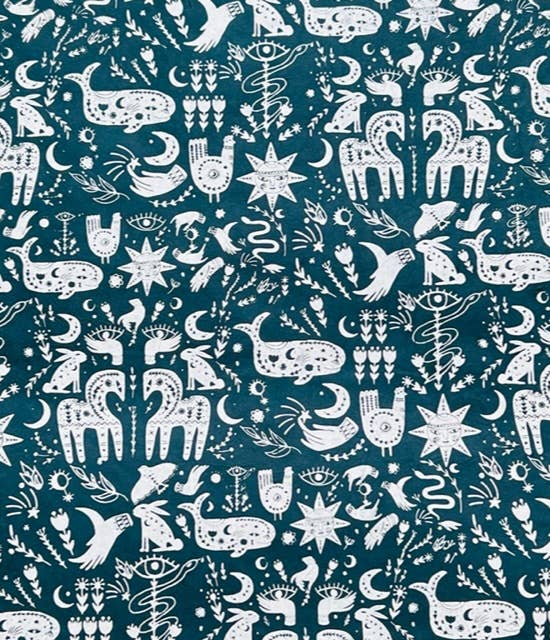 Scandinavian Print | White and Teal | Lokta Wrapping Paper
