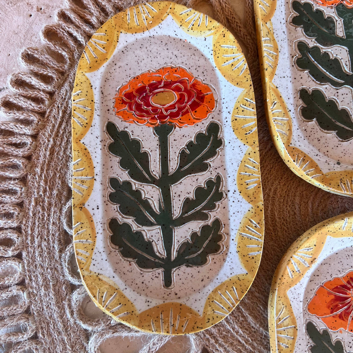 Goldies | Marigold Sgraffito Trinket Dish