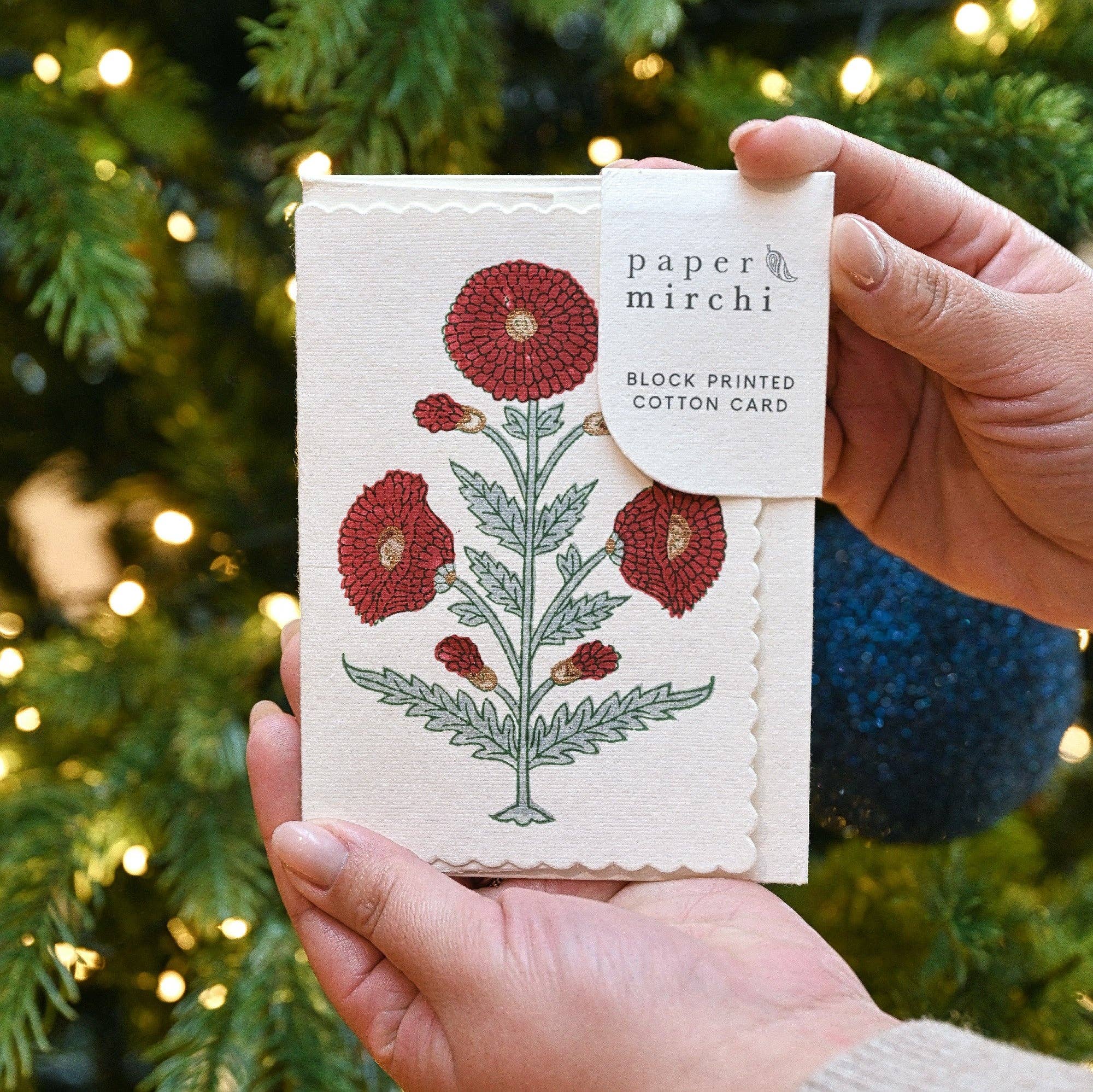 Hand Block Printed Greeting Card - Genda Sage