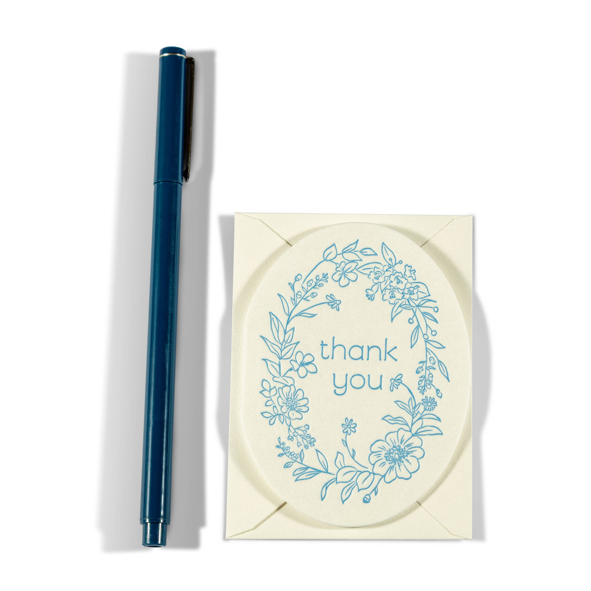Blue Thank You | Mini Letterpress Enclosure Card