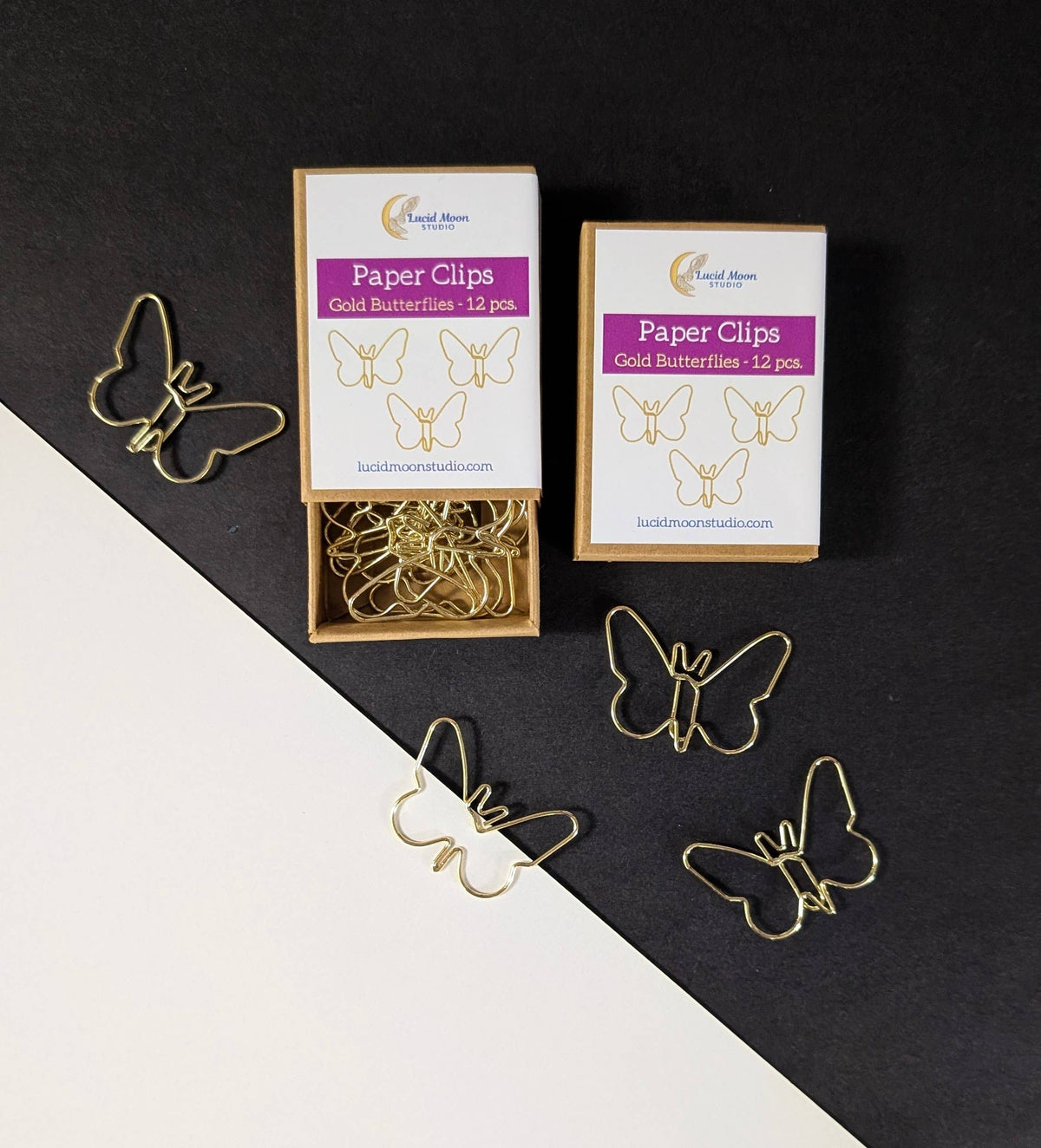 Gold Butterflies Boxed Paper Clips | Set of 12