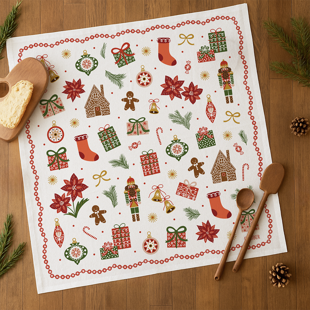 Festive Trinkets Tea Towel