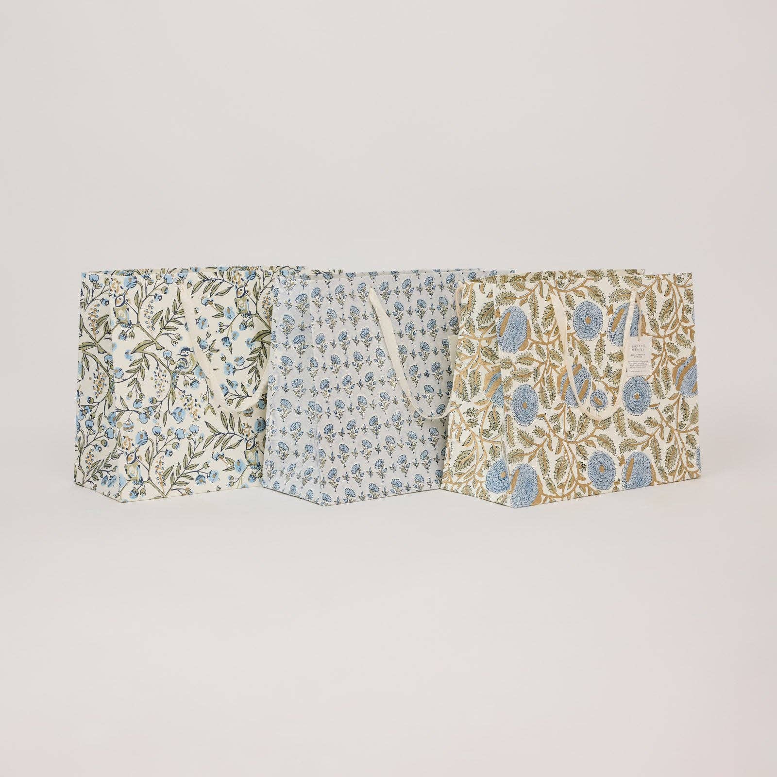 Block Printed Gift Bags (Large) - Blue Stone Refresh