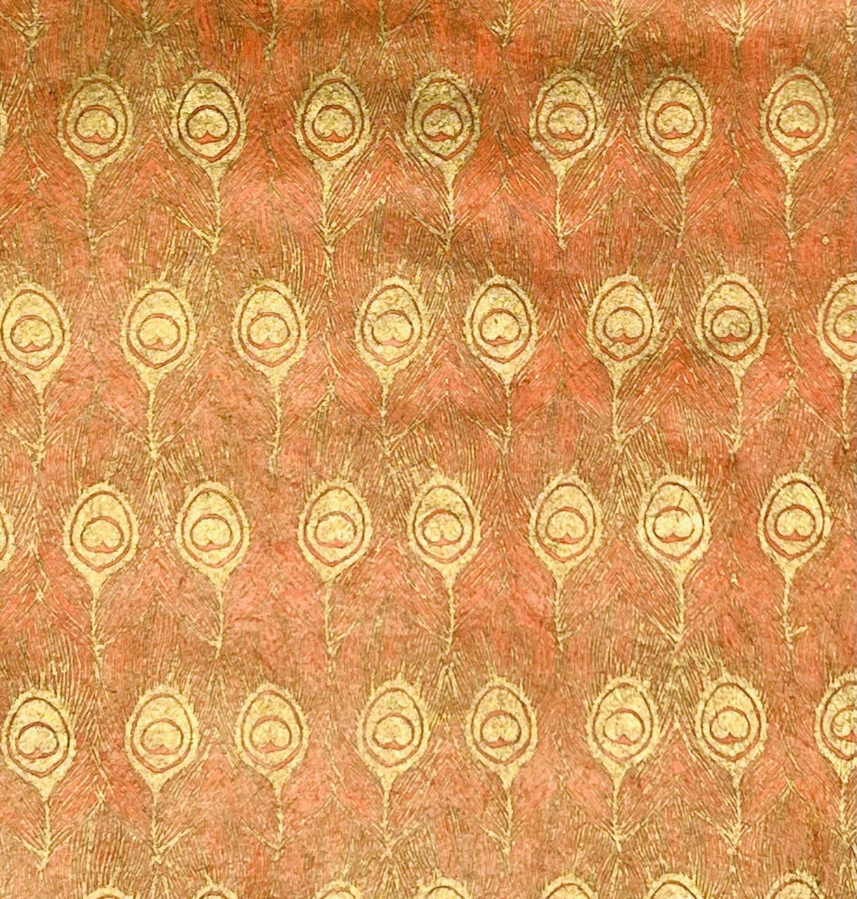 Peacock | Gold on Orange | Wrapping Paper