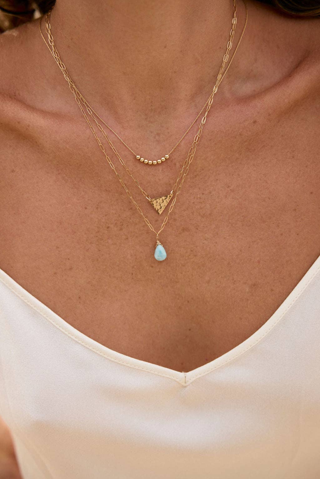 Gemstone Teardrop Pendant Necklace