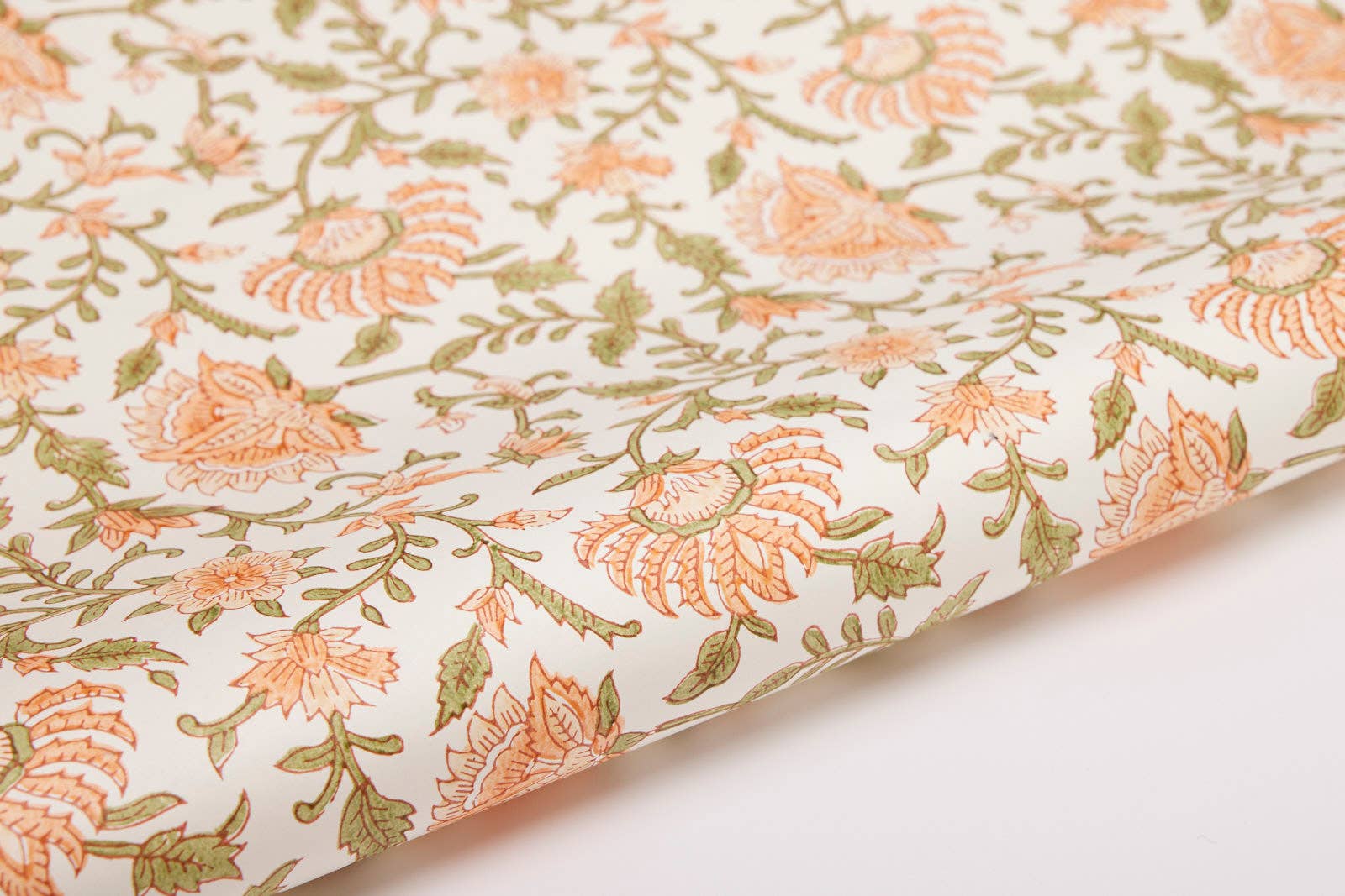 Block Printed Wrapping Paper Sheets | Flora Coral