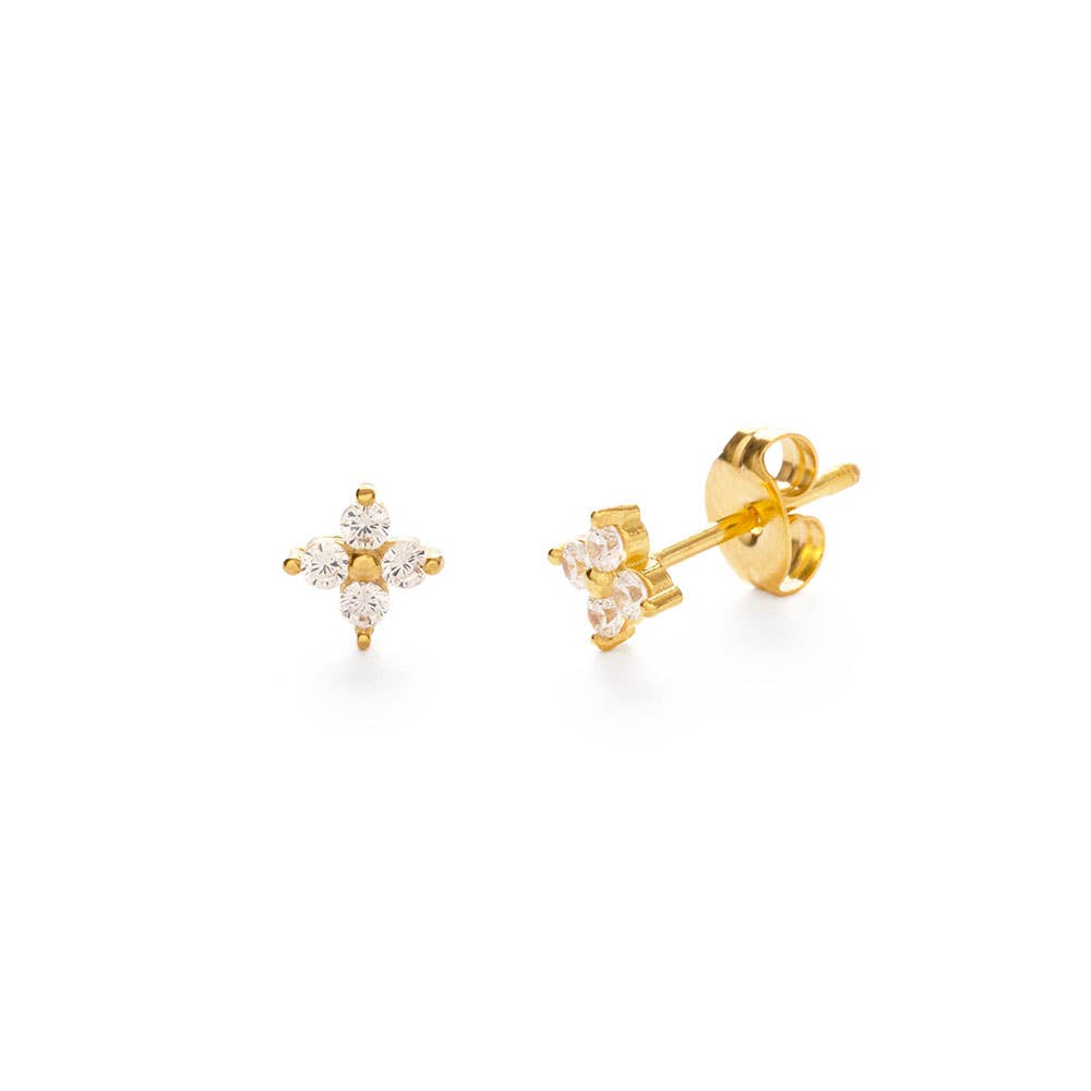 Crystal Flower Stud Earrings | Emerald Green