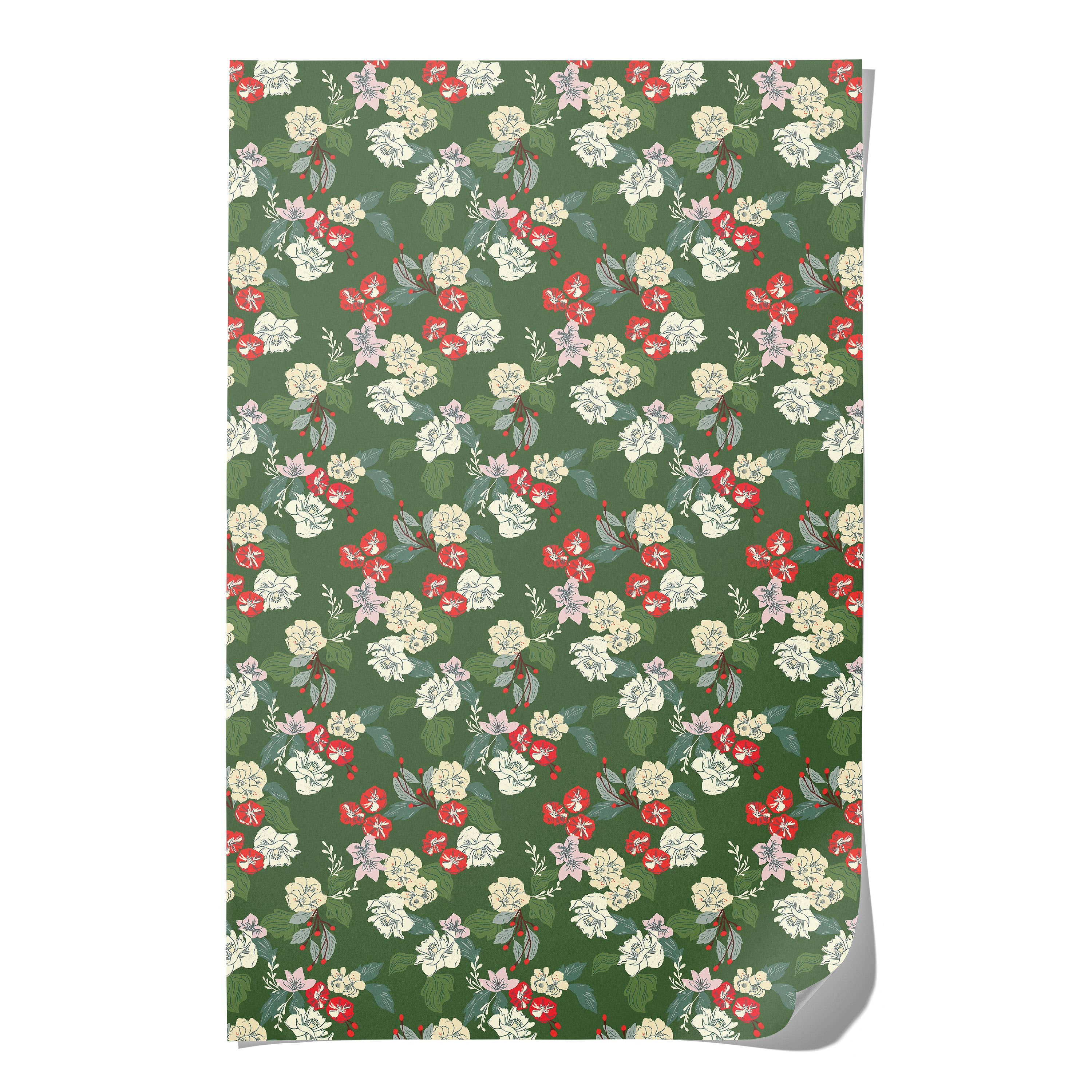 Festive Blooms Holiday Wrapping Paper