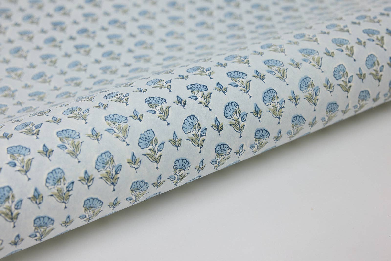 Block Printed Wrapping Paper | Ditsy Floral | Blue Stone