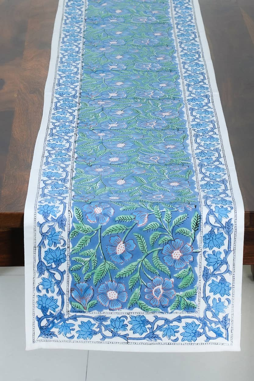 Sage & Blue Table Runner