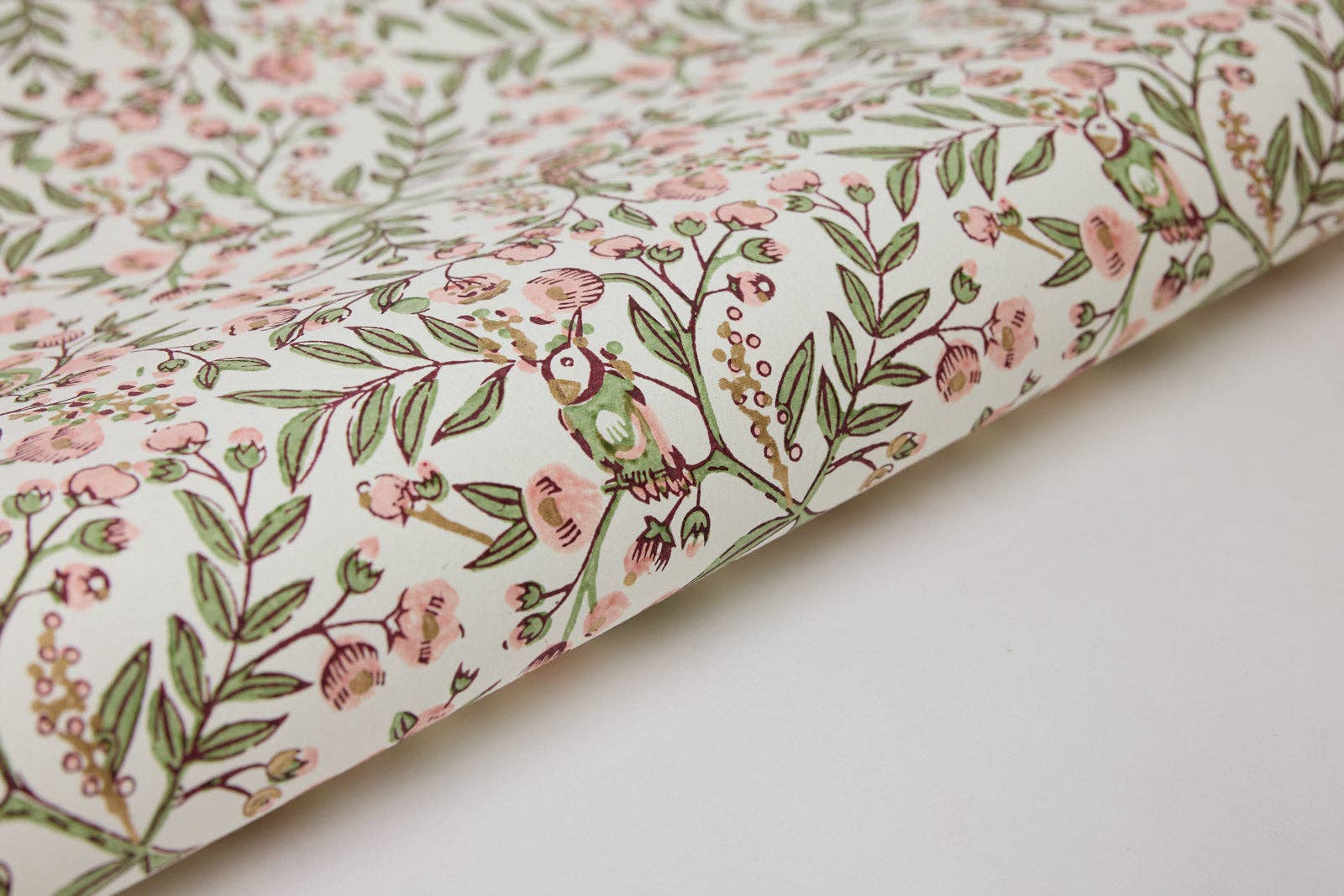 Block Printed Wrapping Paper | Song Birds | Blush