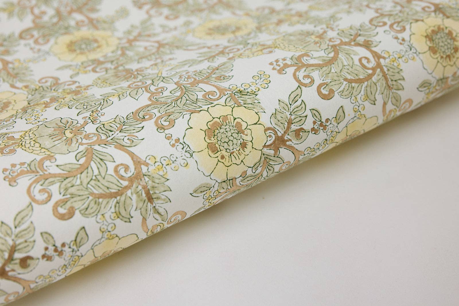 Block Printed Wrapping Paper | Wild Rose | Buttercream