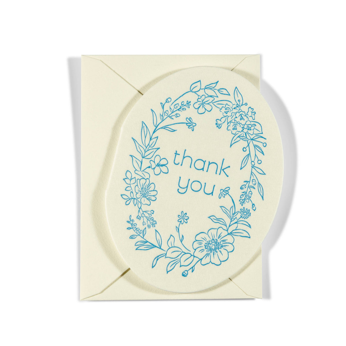 Blue Thank You | Mini Letterpress Enclosure Card