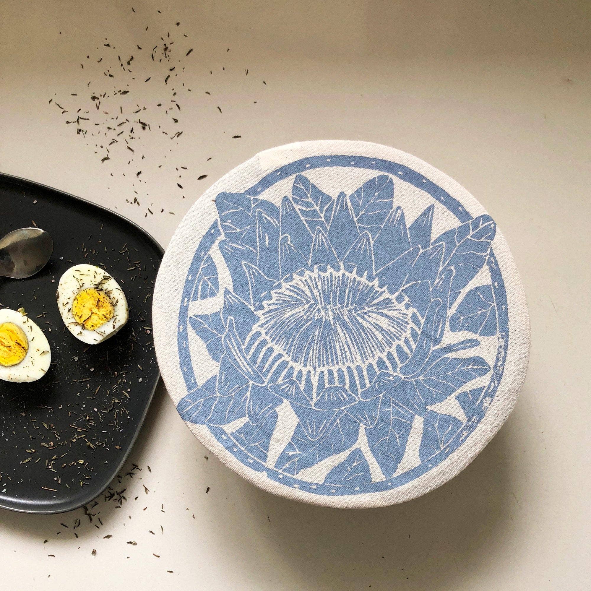 Dish and Bowl Cover Small Protea Print | cloth bowl cover