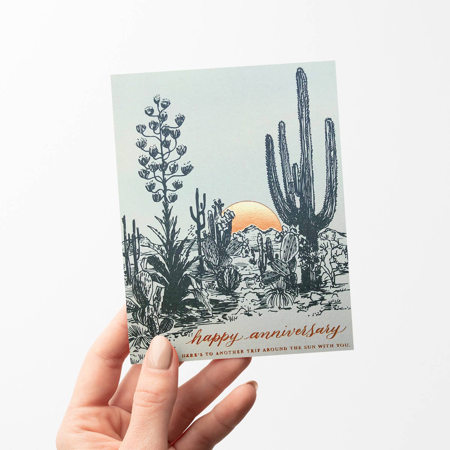 Cactus Sunset Anniversary Greeting Card