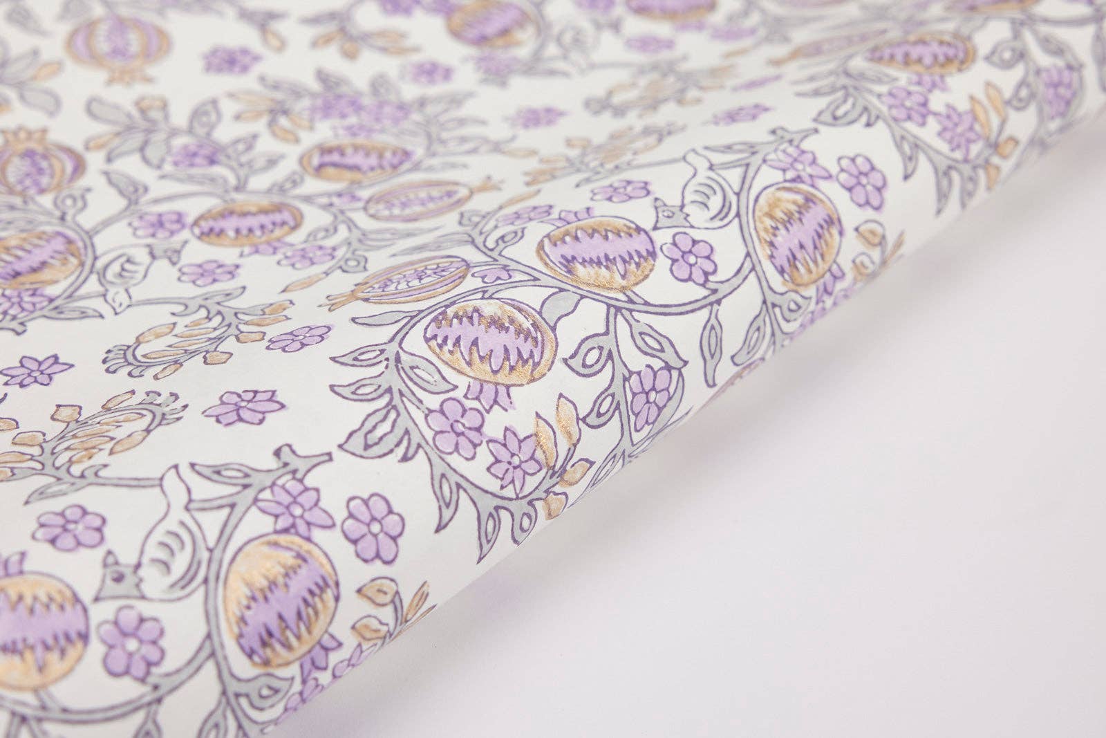 Block Printed Wrapping Paper Sheets - Pomegranate Lavender