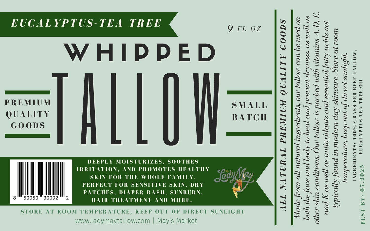9oz Eucalyptus Tea Tree Whipped Tallow